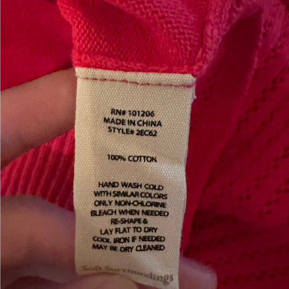 Soft Surroundings floral color block short sleeve sweater top women’s large - Picture 4 of 4